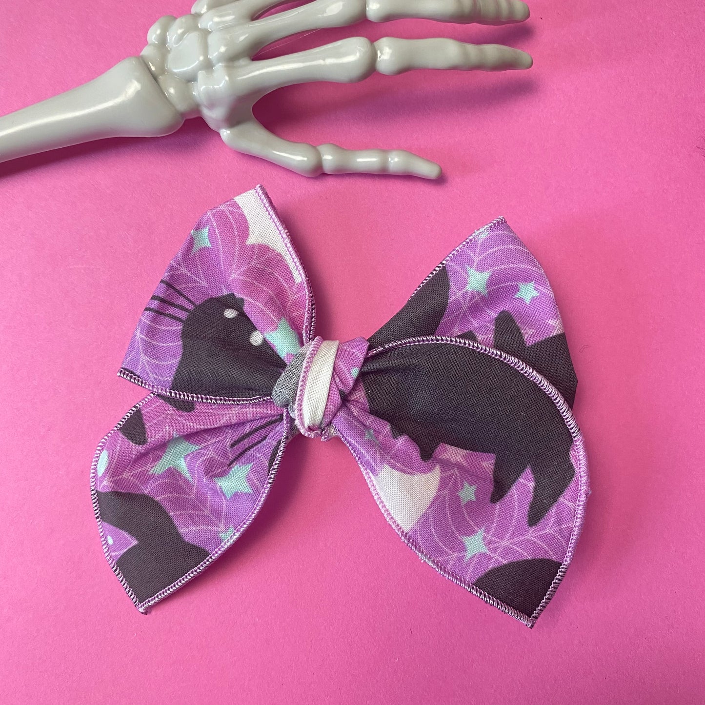 BLACK CAT, fabric bow, Halloween