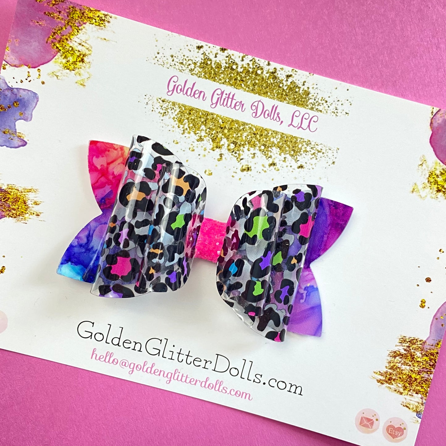 COLORFUL LEOPARD Waterproof Bows (3 inch)