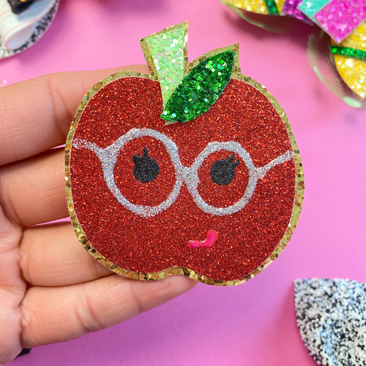 Apple Girl Glitter Clip