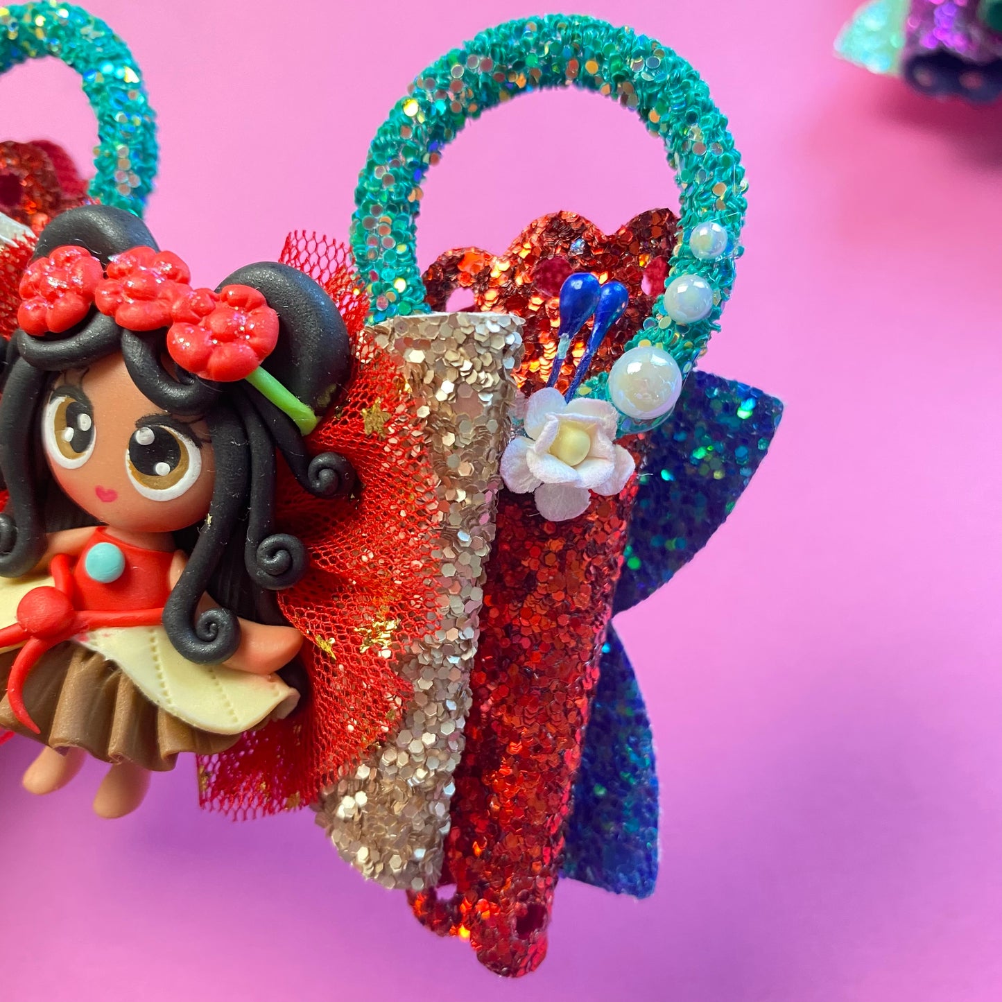 MOANA- Mouse ears princess Clay Hair bow