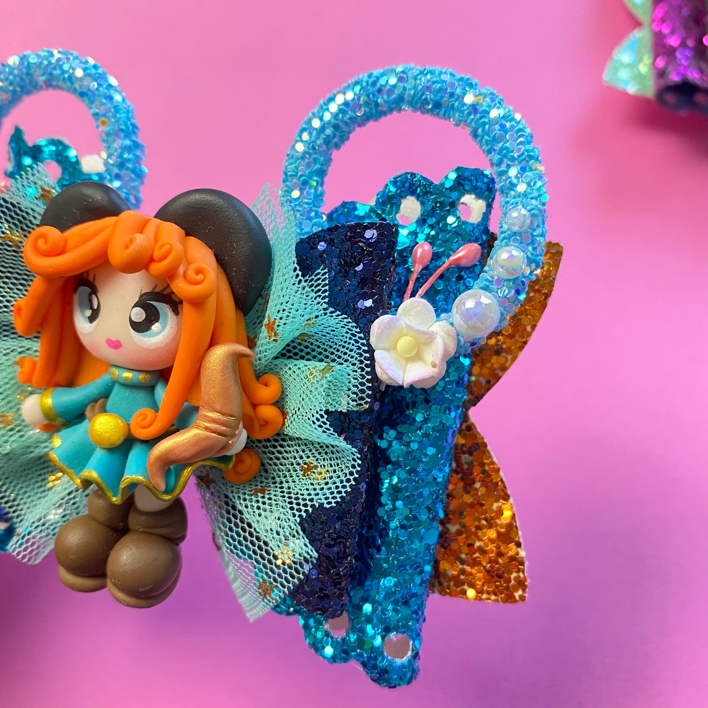 MERIDA- Mouse ears princess Clay Hair bow