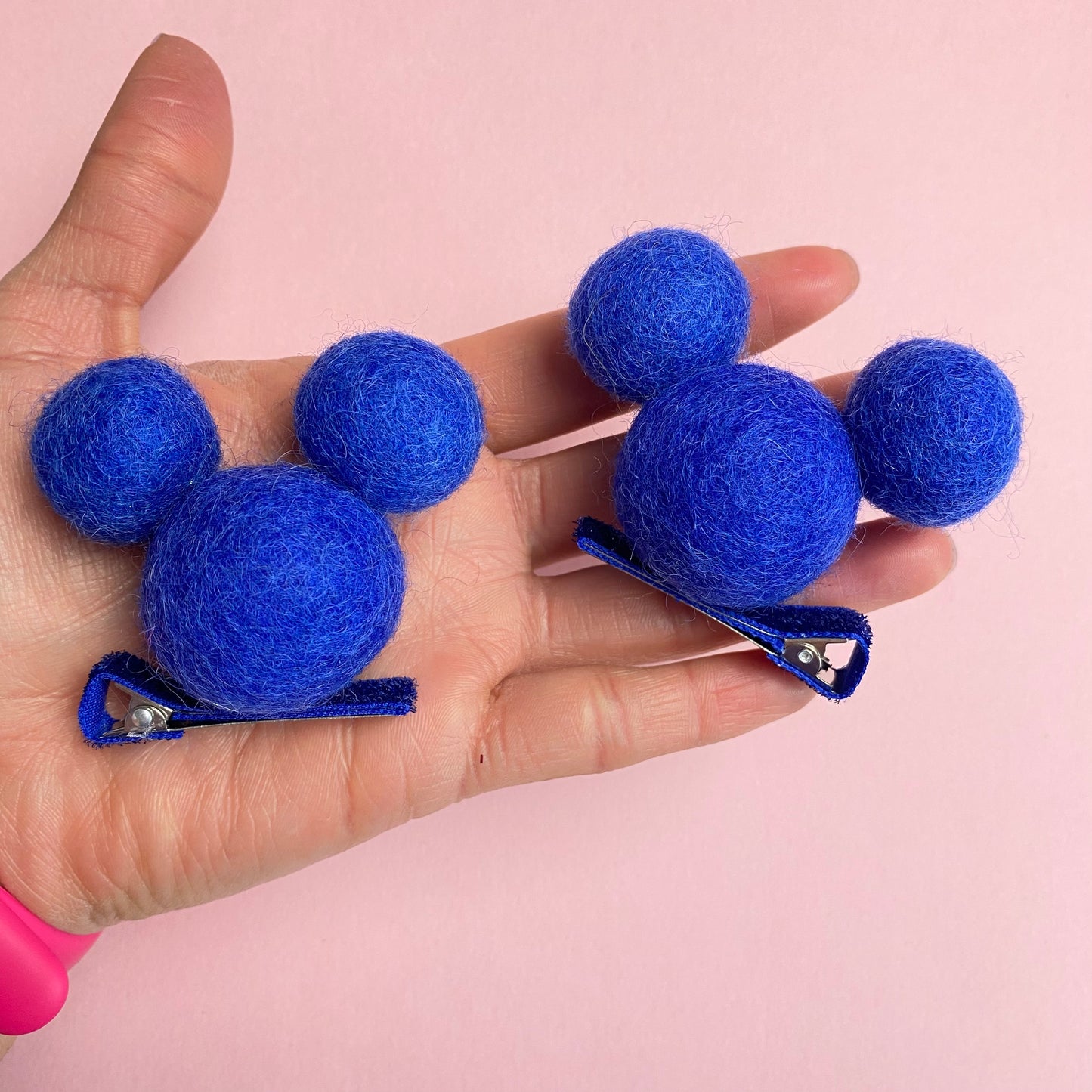 ROYAL BLUE- PomPom Clip on Mouse Ears SET