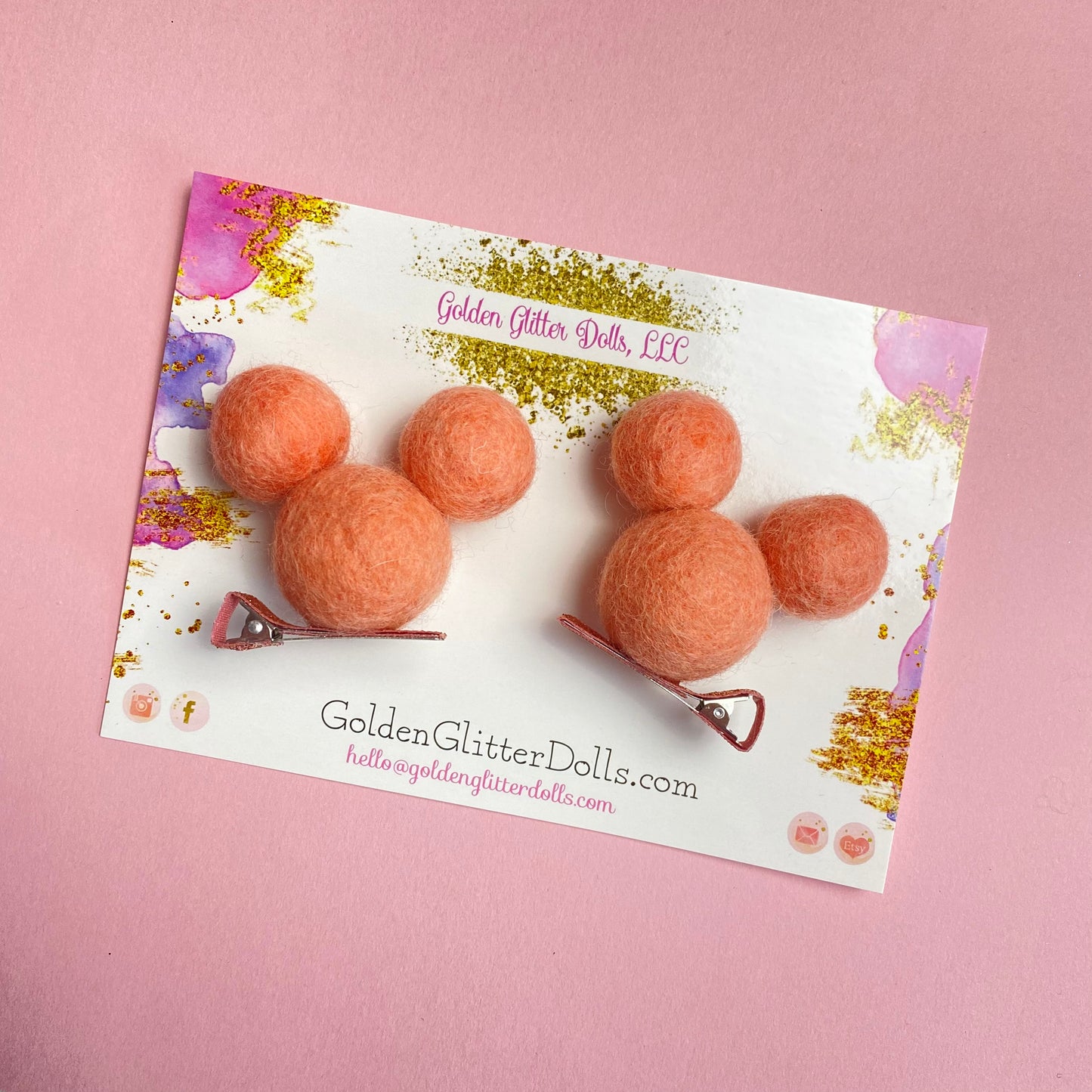 BLUSH- PomPom Clip on Mouse Ears SET