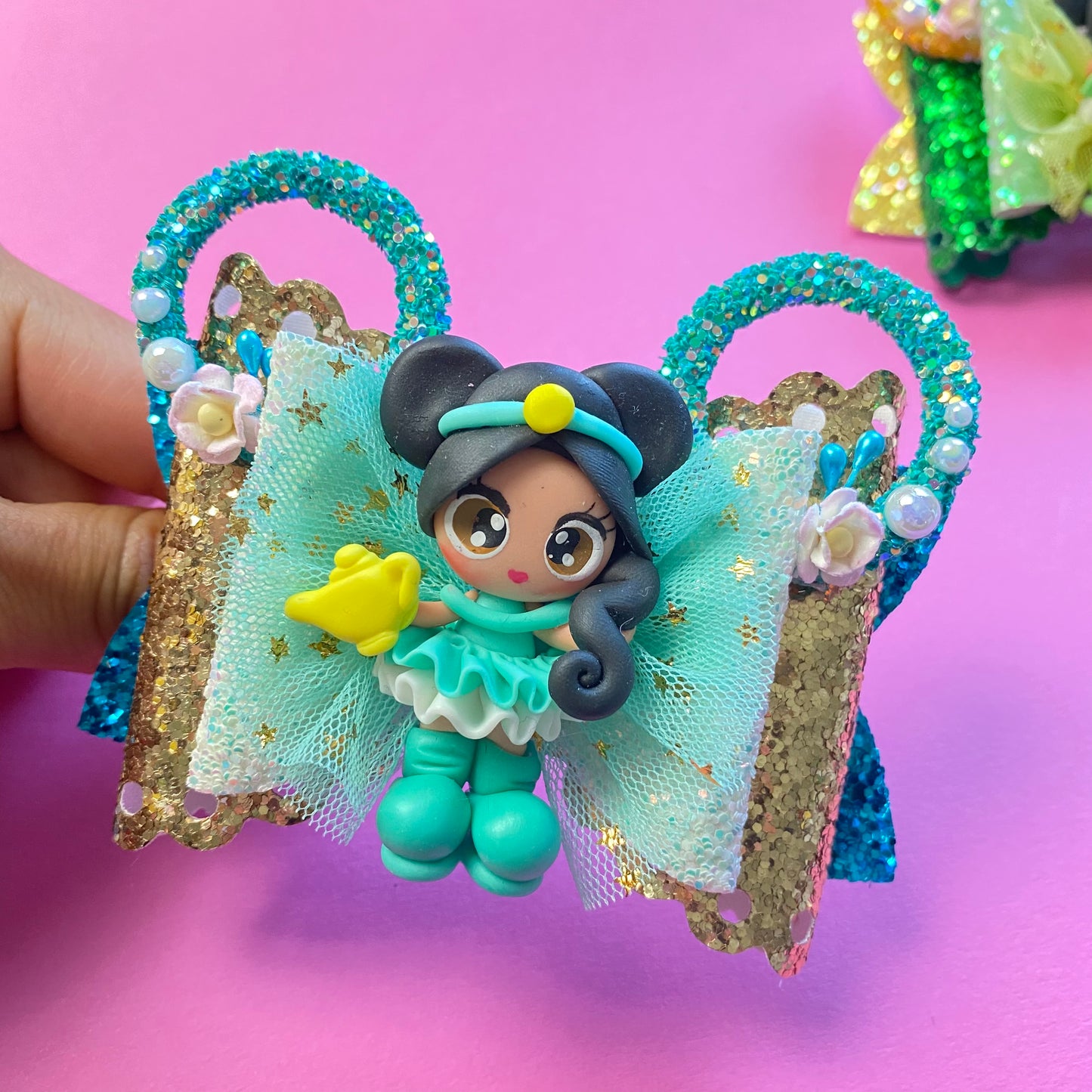 JASMINE- Mouse ears princess Clay Hair bow