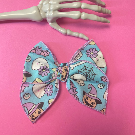 BLUE GHOSTS, fabric bow, Halloween