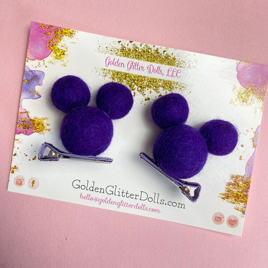 GRAPE- PomPom Clip on Mouse Ears SET