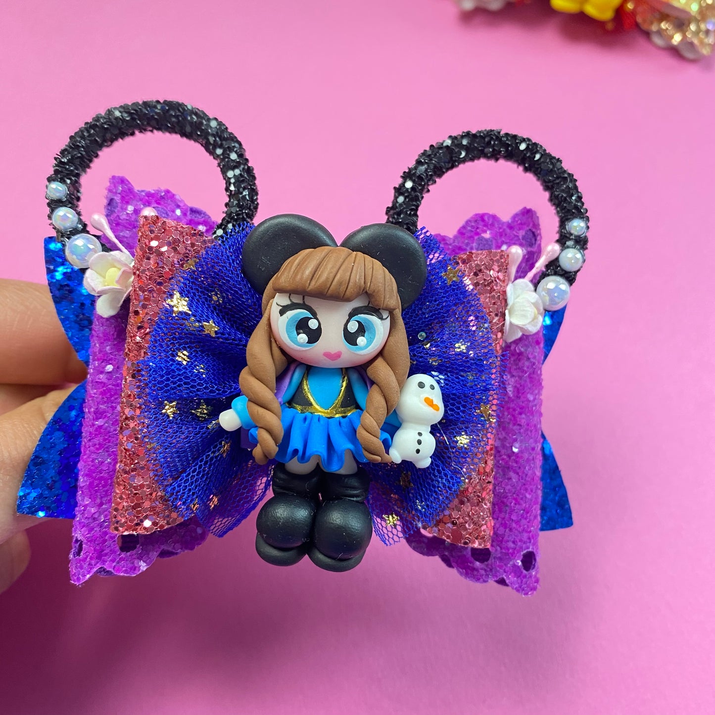 ANNA- Mouse ears princess Clay Hair bow