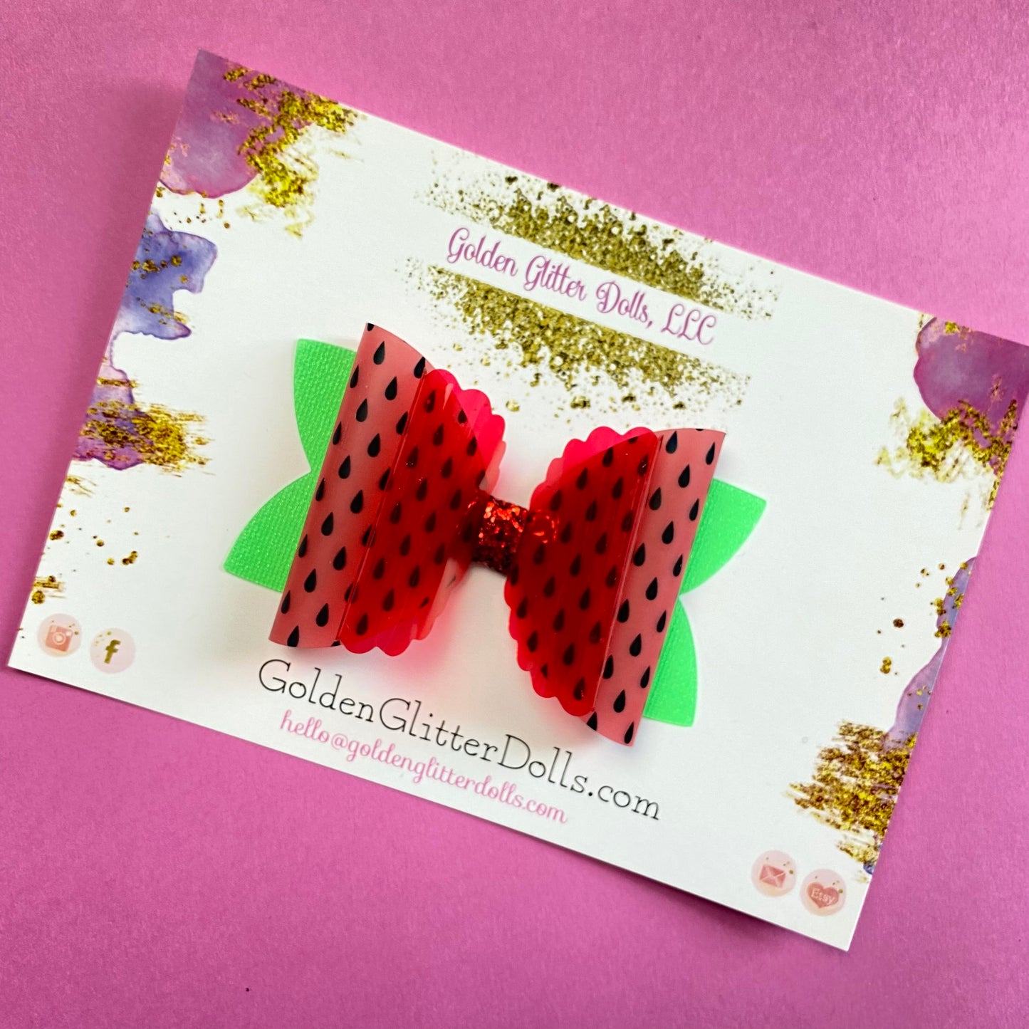 RED WATERMELON Waterproof Bows (3 inch)