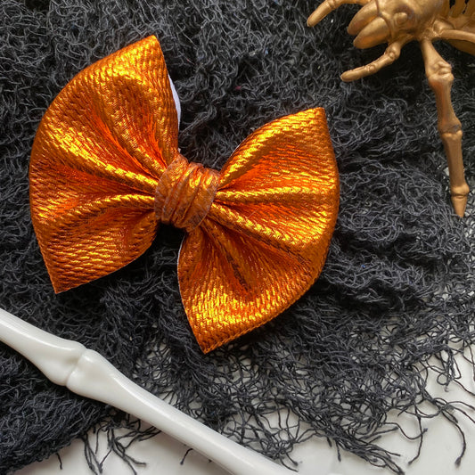 Orange Metallic Fabric Bow