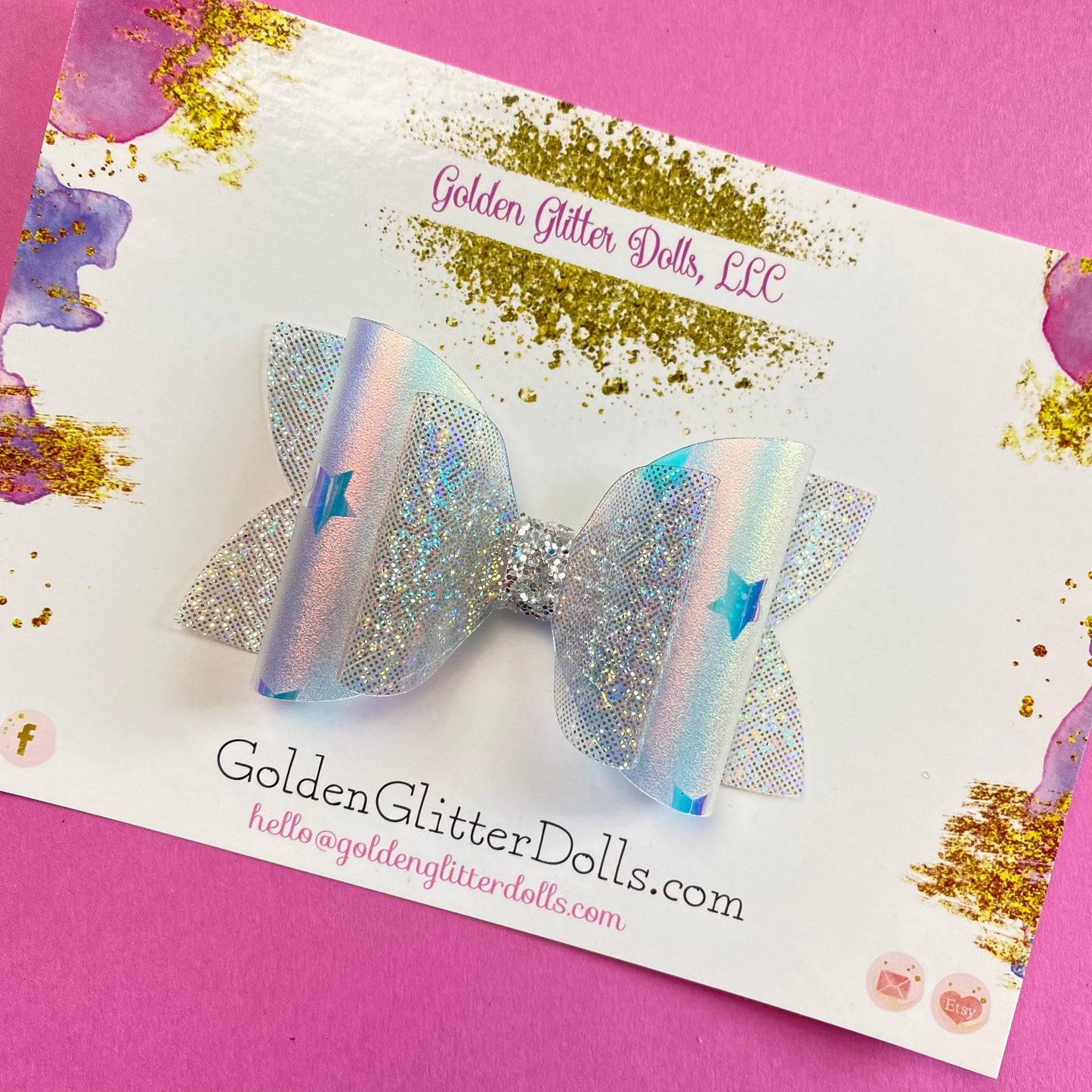 HOLOGRAPHIC STARS Waterproof Bows (3 inch)