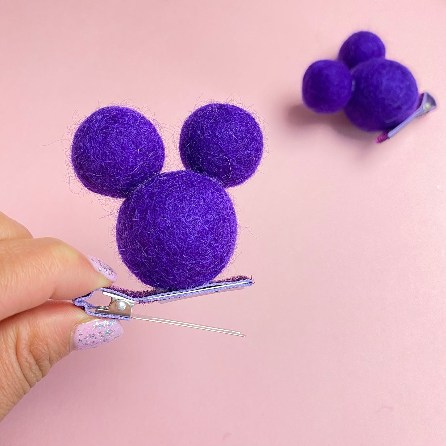 GRAPE- PomPom Clip on Mouse Ears SET