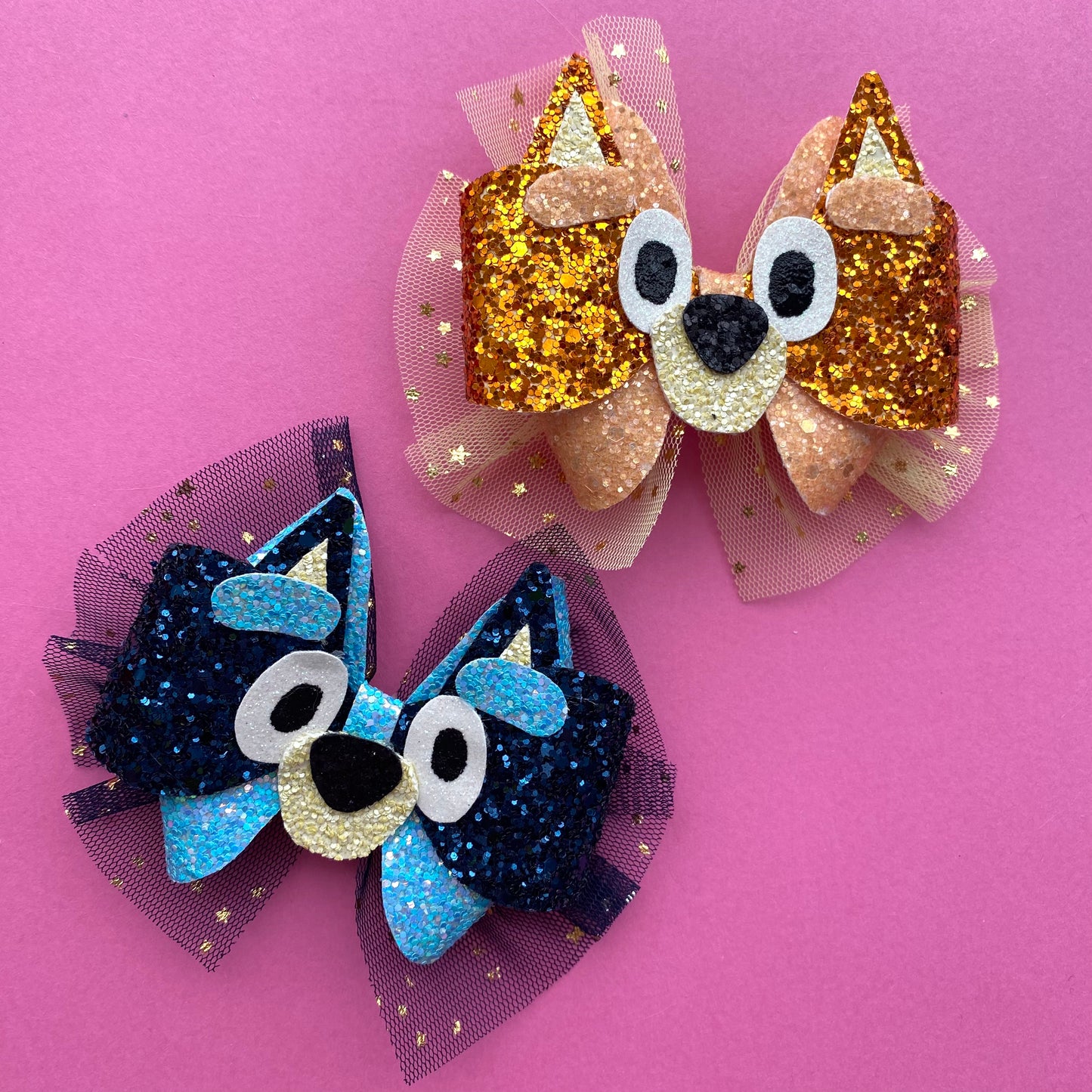 Bluey Glitter bow (3 inches)