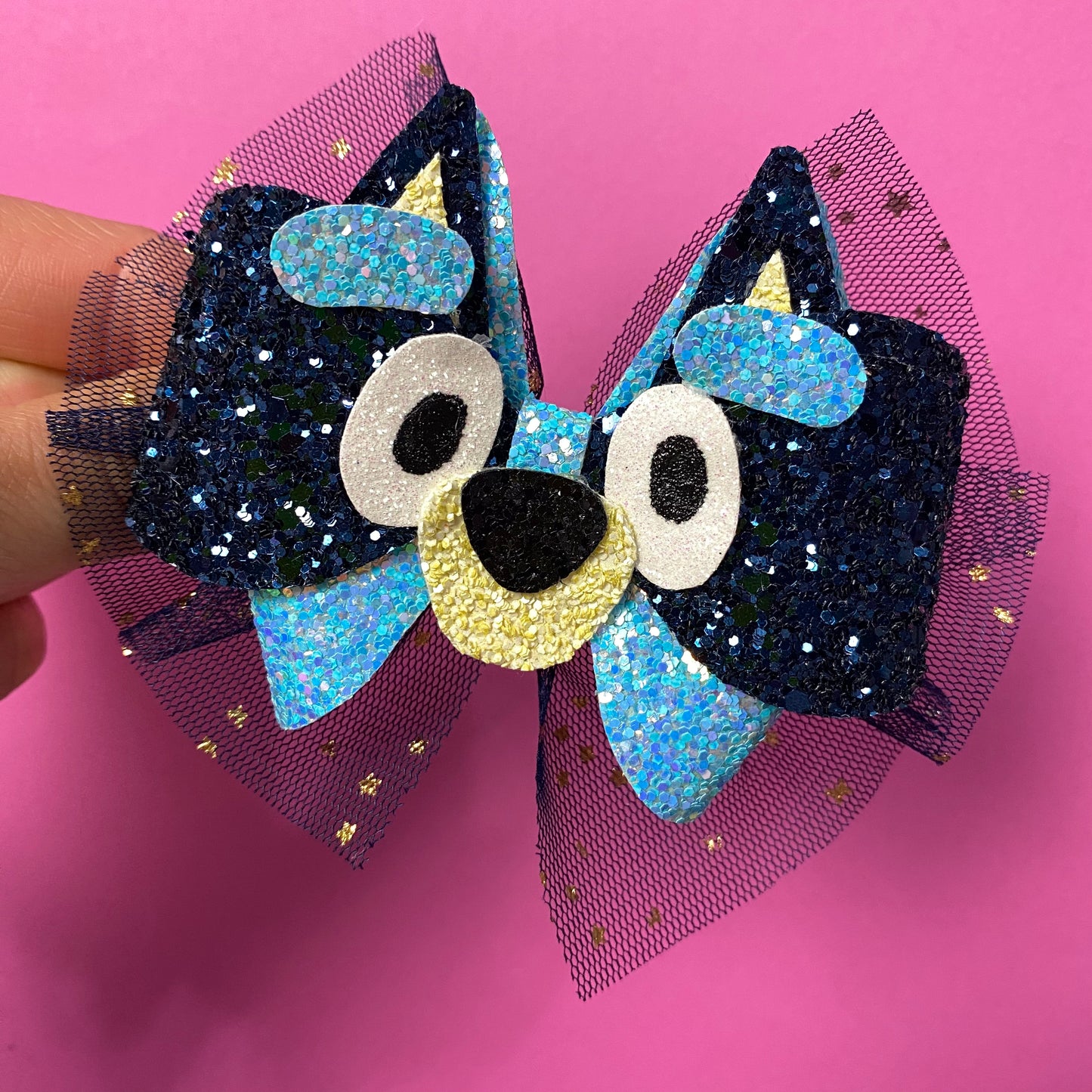 Bluey Glitter bow (3 inches)