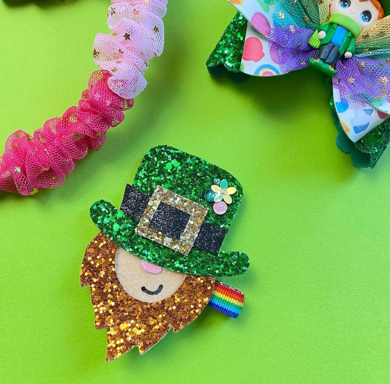 Leprechaun, St. Patrick- Glitter hair clip