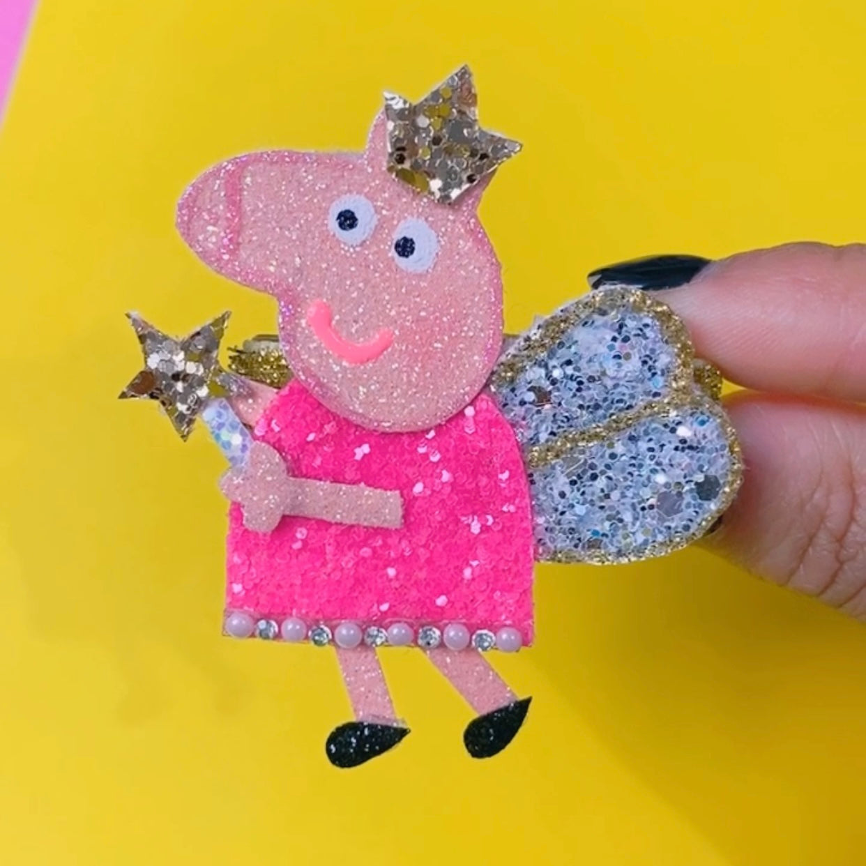 Pink Pig- Glitter Clip