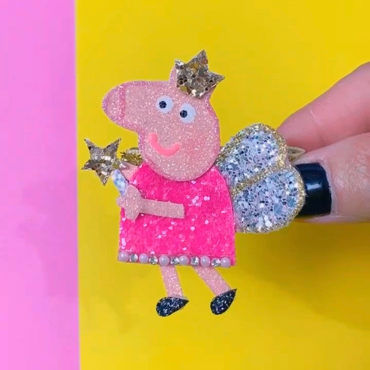 Pink Pig- Glitter Clip