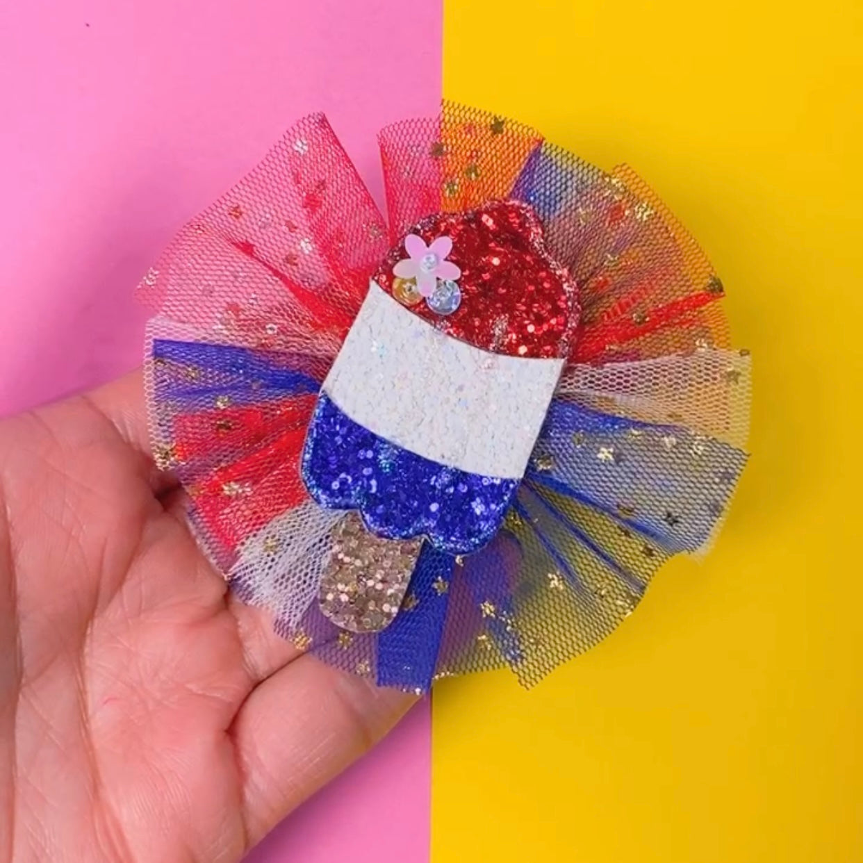 4th of july Popsicle - Glitter Clip