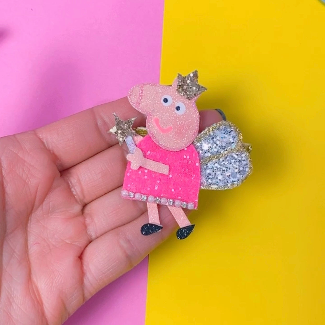 Pink Pig- Glitter Clip