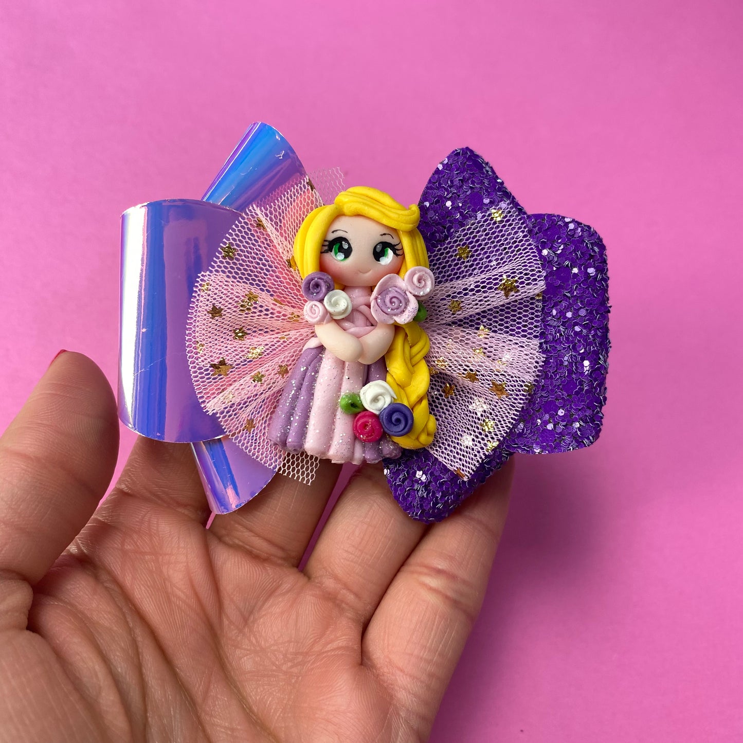 Rapunzel Clay Bow, (3 inches)