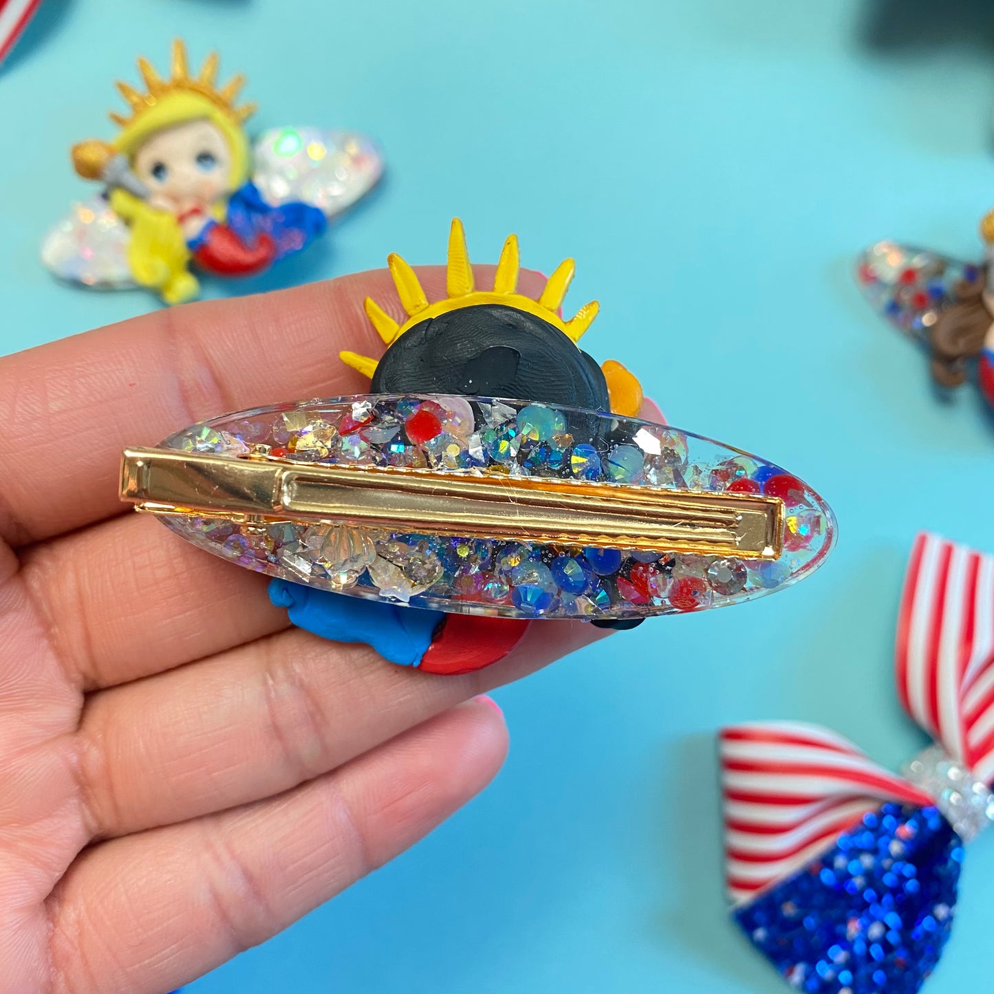 Liberty mermaid- Resin Clay Clip