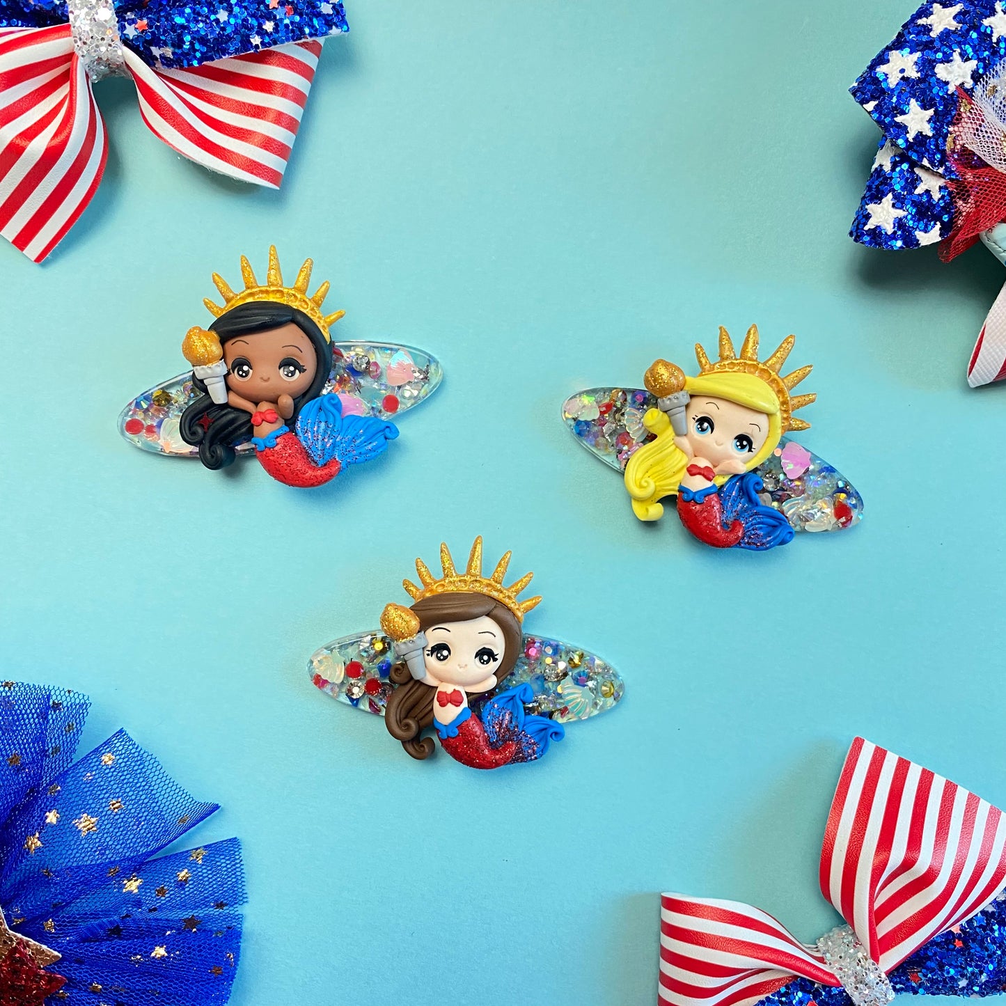 Liberty mermaid- Resin Clay Clip